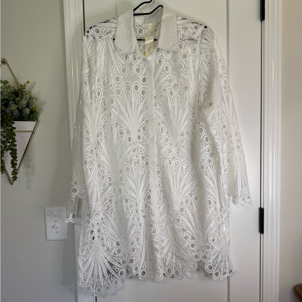 Adiva White Lacy Cover Up or Jacket, NWT